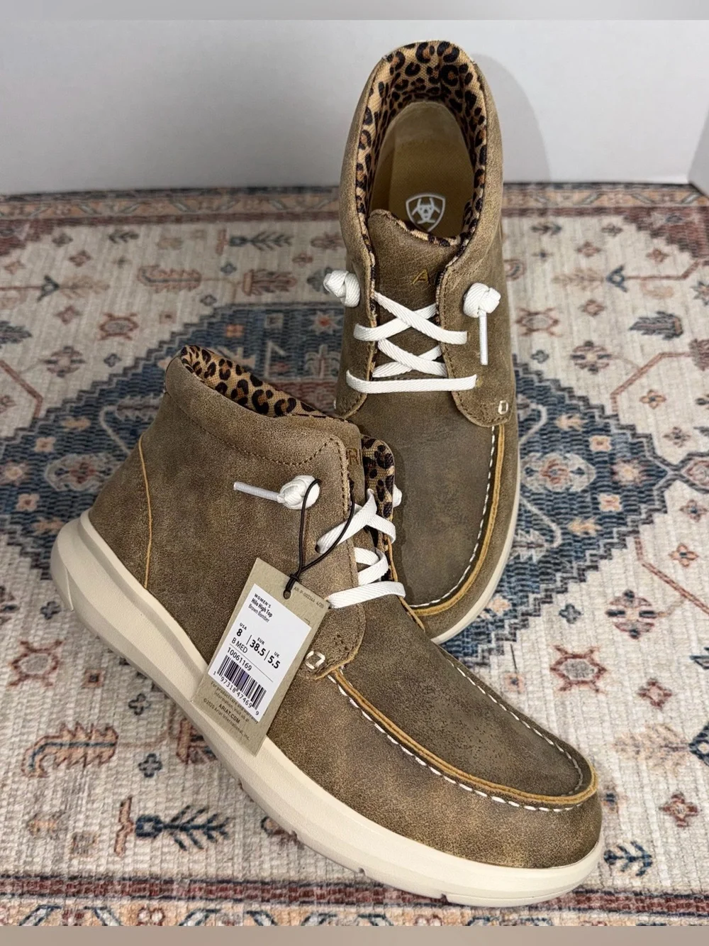 Ariat Taupe Brown Suede Men's Chukka with Leopard Lining